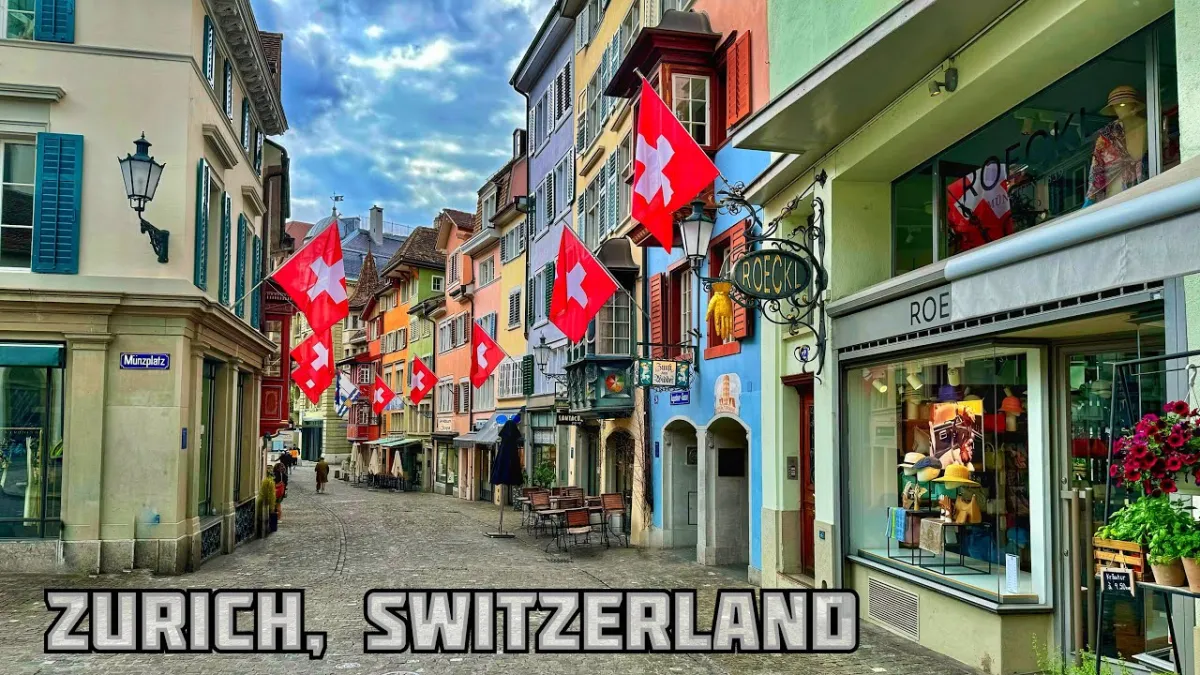 Gambaran kota di Swiss.