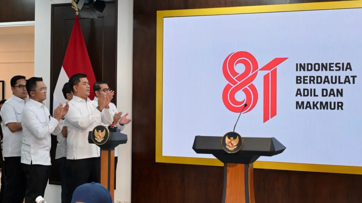 Acara resmi peluncuran logo HUT RI di Kompleks Istana Kepresidenan, Jakarta.