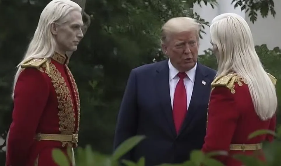 Foto viral Presiden AS Donald Trump dengan "sosok misterius" Kredit: X/@JulieAlexa87285.