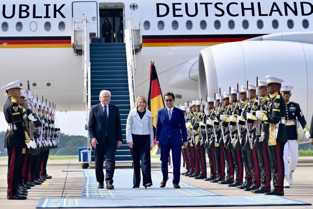Presiden Republik Federal Jerman Frank-Walter Steinmeier dan Ibu Elke Büdenbender tiba di Jakarta.