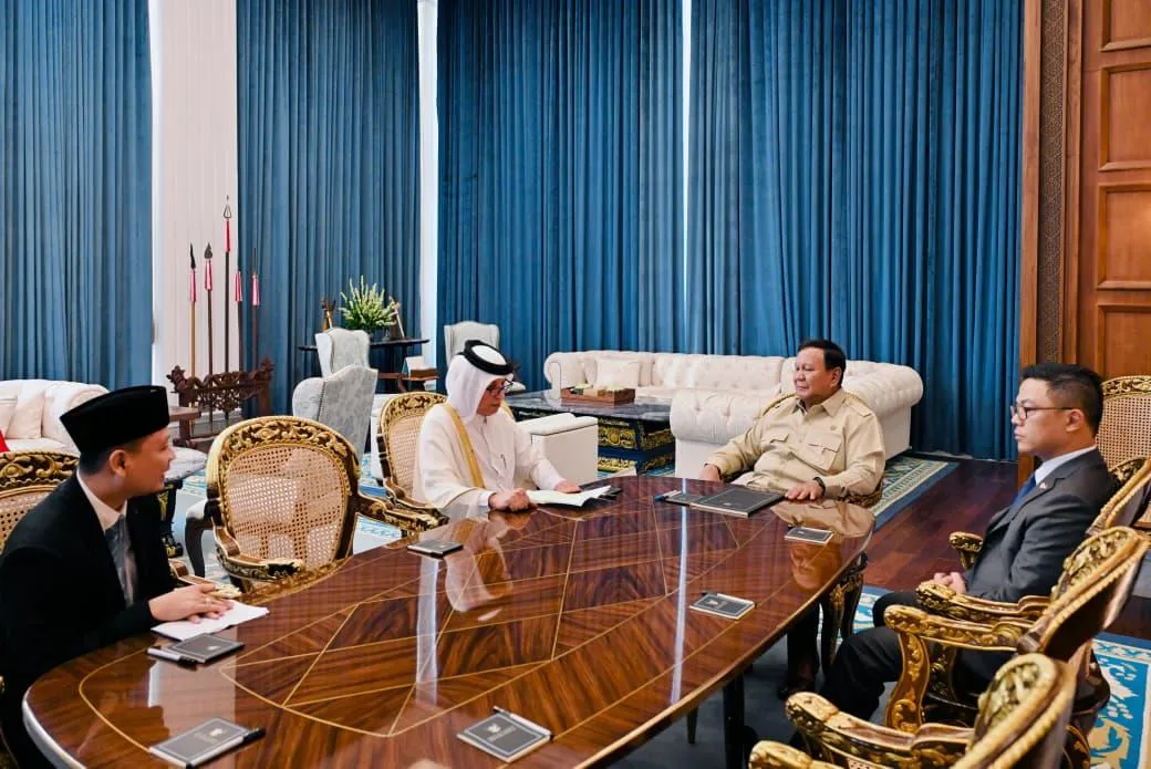 Menteri Negara Urusan Luar Negeri Qatar, Sultan bin Saad Al-Muraikhi, di Istana Merdeka, Jakarta, Senin (15/06/2026).
