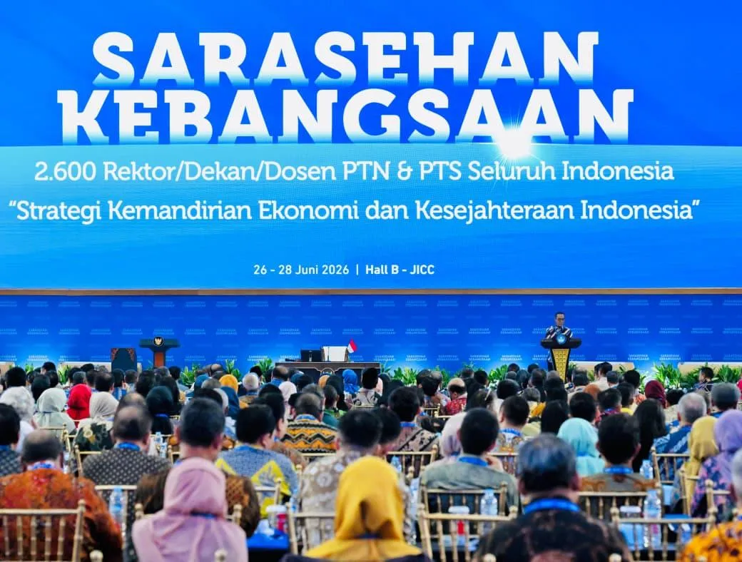 Presiden Prabowo Subianto secara resmi menutup Sarasehan Kebangsaan Konvensi Sains, Teknologi, dan Industri Indonesia (KSTI) Tahun 2026 .