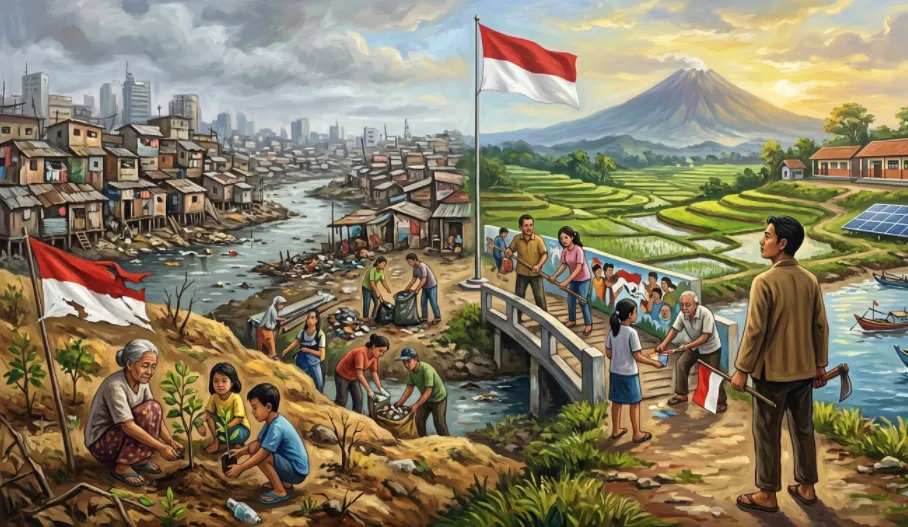 Ilustrasi aku cinta Indonesia.
