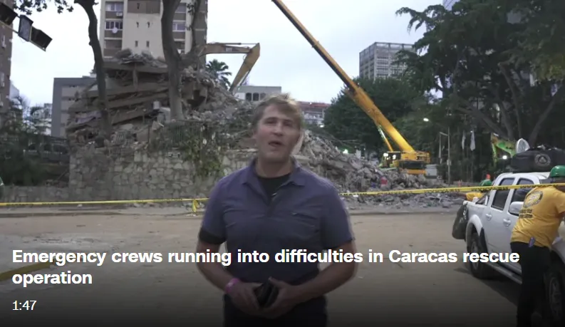CNN melaporkan operasi penyelamatan korban gempa Venezuela.