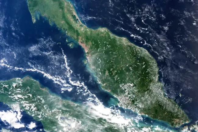 Peta Selat Malaka dari satelit.