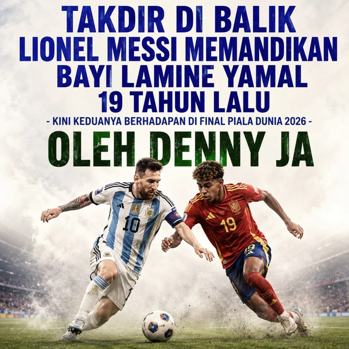 Lionel Messi dan Lamine Yamal.