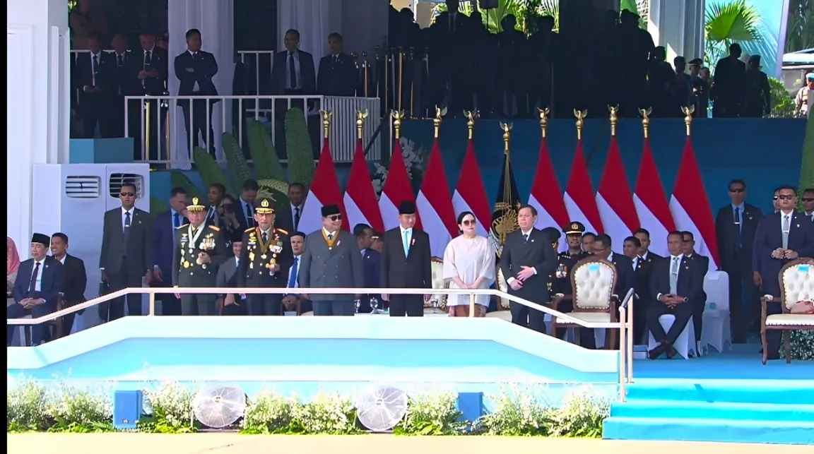 Ketua DPR RI Puan Maharani, saat menghadiri Upacara peringatan HUT ke-80 Polri digelar di Pusat Latihan (Satlat) Brimob Polri, Cikeas, Bogor, Rabu (1/7/2026).