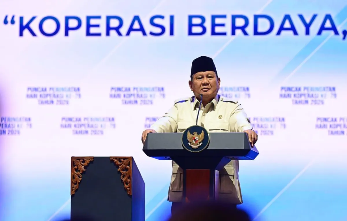 Presiden Prabowo saat menghadiri Puncak Peringatan Hari Koperasi ke-79 Tahun 2026 yang digelar di Indonesia Arena, Jakarta,