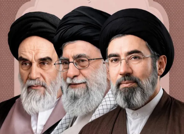 Para pemimpin spiritual Islam Iran, mulai dari Khomeini, Ali Khamenei, dan Mojtaba Khamenei.