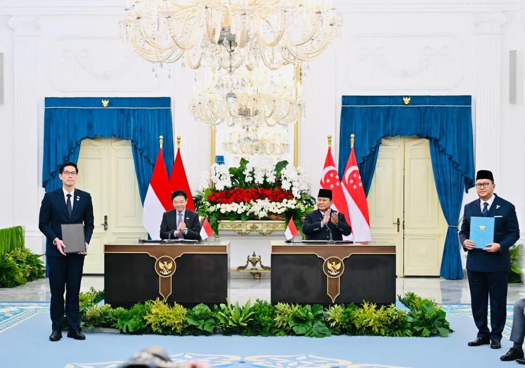 Pertukaran nota kesepahaman (MoU) dan dokumen kerja sama strategis RI-Singapura.