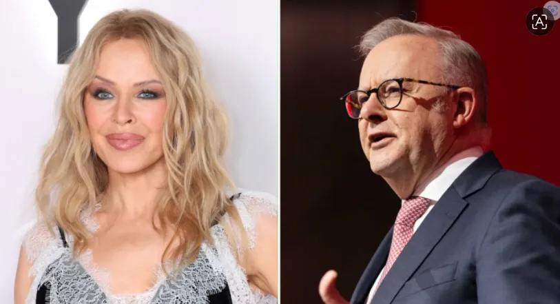 Bintang pop Kylie Minogue dan Perdana Menteri Australia Anthony Albanese.