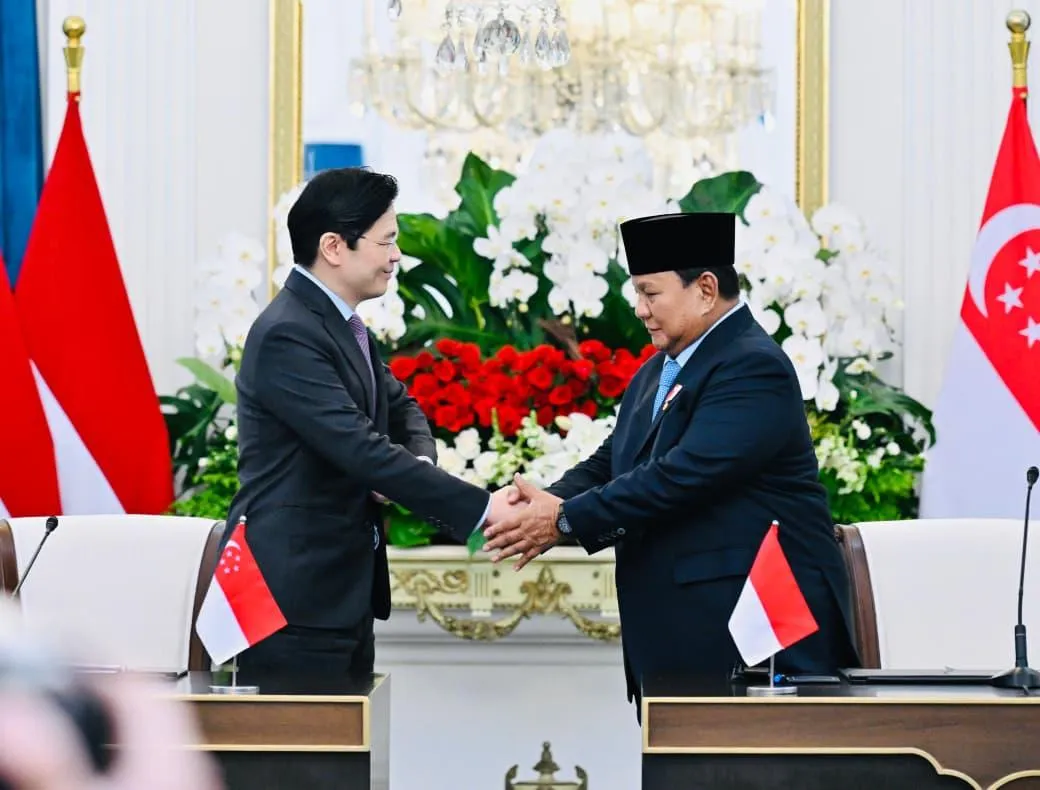 PM Lawrence Wong dan Presiden Prabowo di Istana Merdeka.