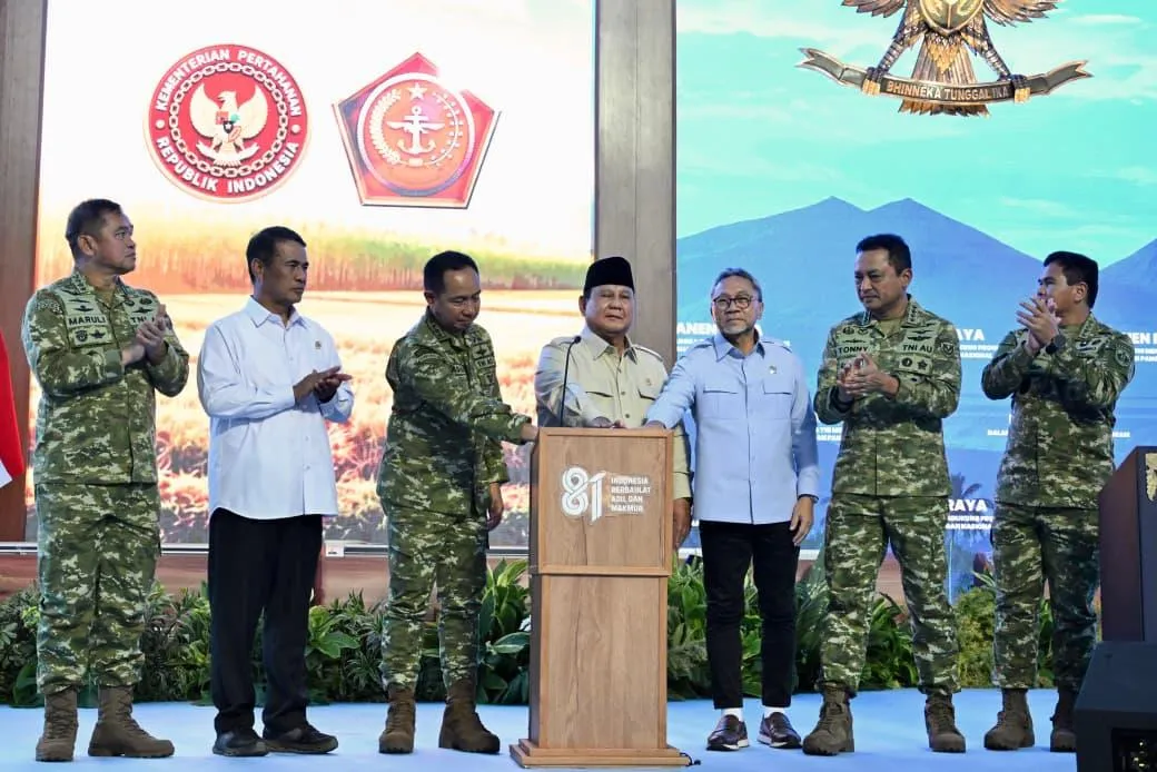 Presiden Prabowo dalam sambutanya  terkait panen raya.