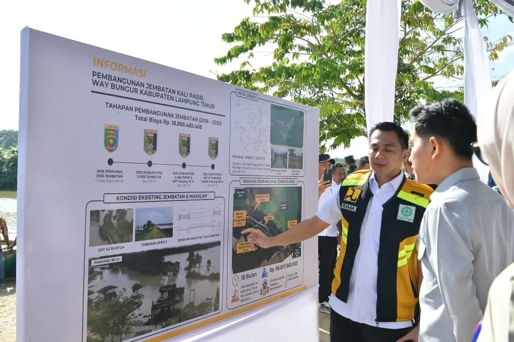 Wapres Gibran meninjau pembangunan Jembatan Way Bungur di Kabupaten Lampung Timur, Lampung, Rabu, 15 Juli 2026.