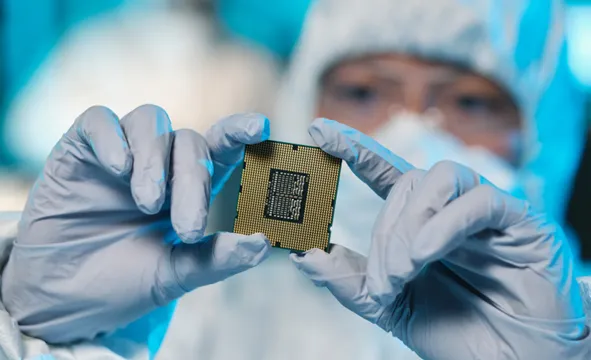 Ilustrasi chip semikonduktor.