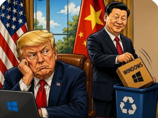 Ilustrasi China membuang Windows dari PC pemerintah.