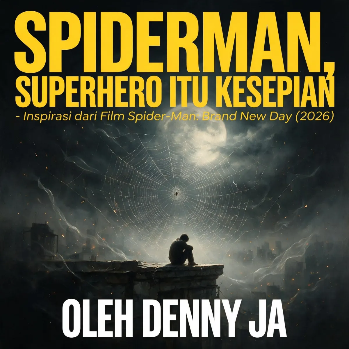 Ilustrasi Peter Parker yang kesepian.