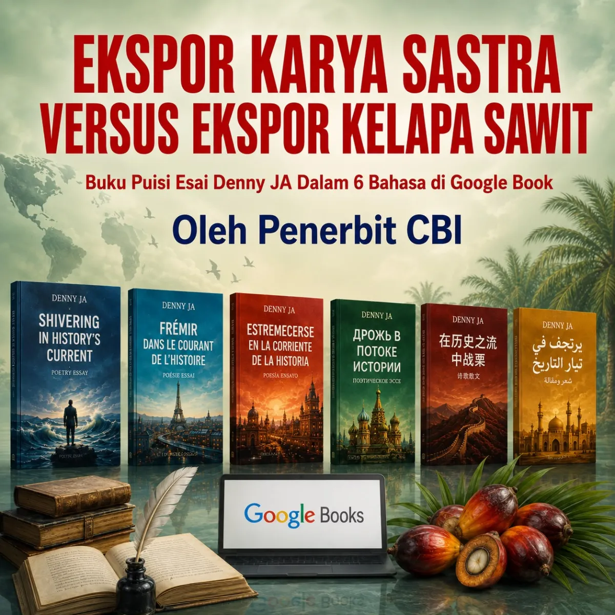 Ilustrasi buku-buku Denny JA yang diterjemahkan.
