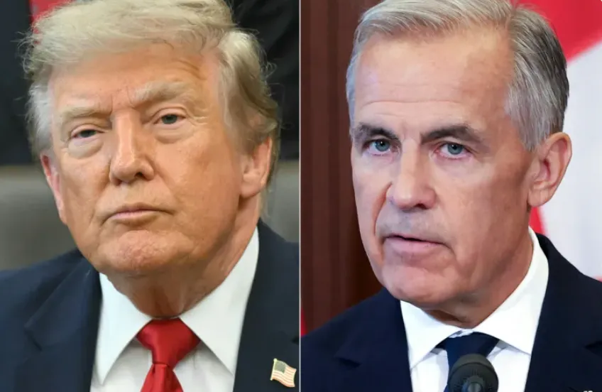 Donald Trump dan Mark Carney (kanan).