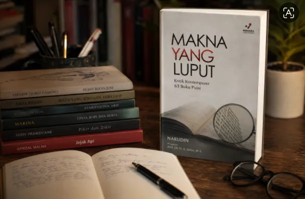 Ilustrasi buku "Makna yang Luput: Kritik Kontemporer 63 Buku Puisi" karya Narudin.