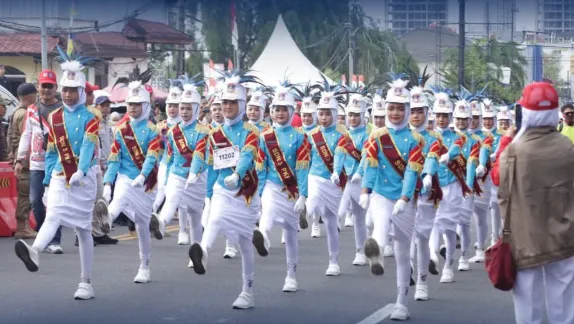 Suasana Pawai Kemerdekaan di Pangkalpinang.
