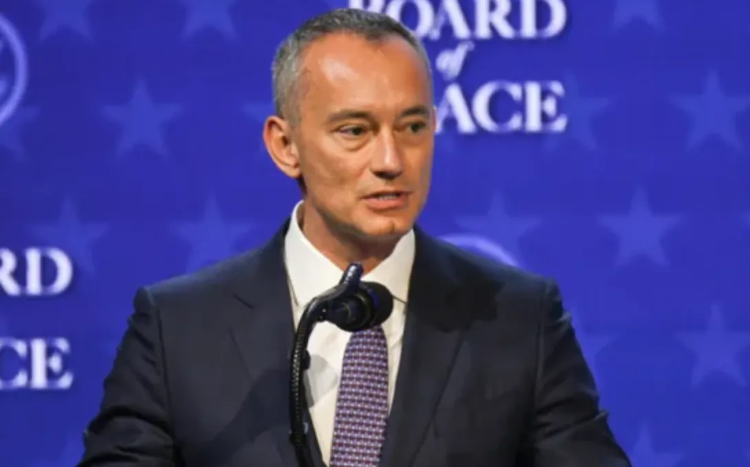 Nickolay Mladenov, Koordinator Khusus PBB untuk Proses Perdamaian Timur Tengah, berpidato di Davos, Swiss pada 22 Januari 2026.