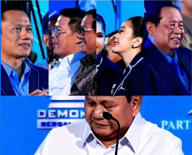 Presiden Prabowo mendapat sambutan hangat di acara HUT Partai Demokrat.