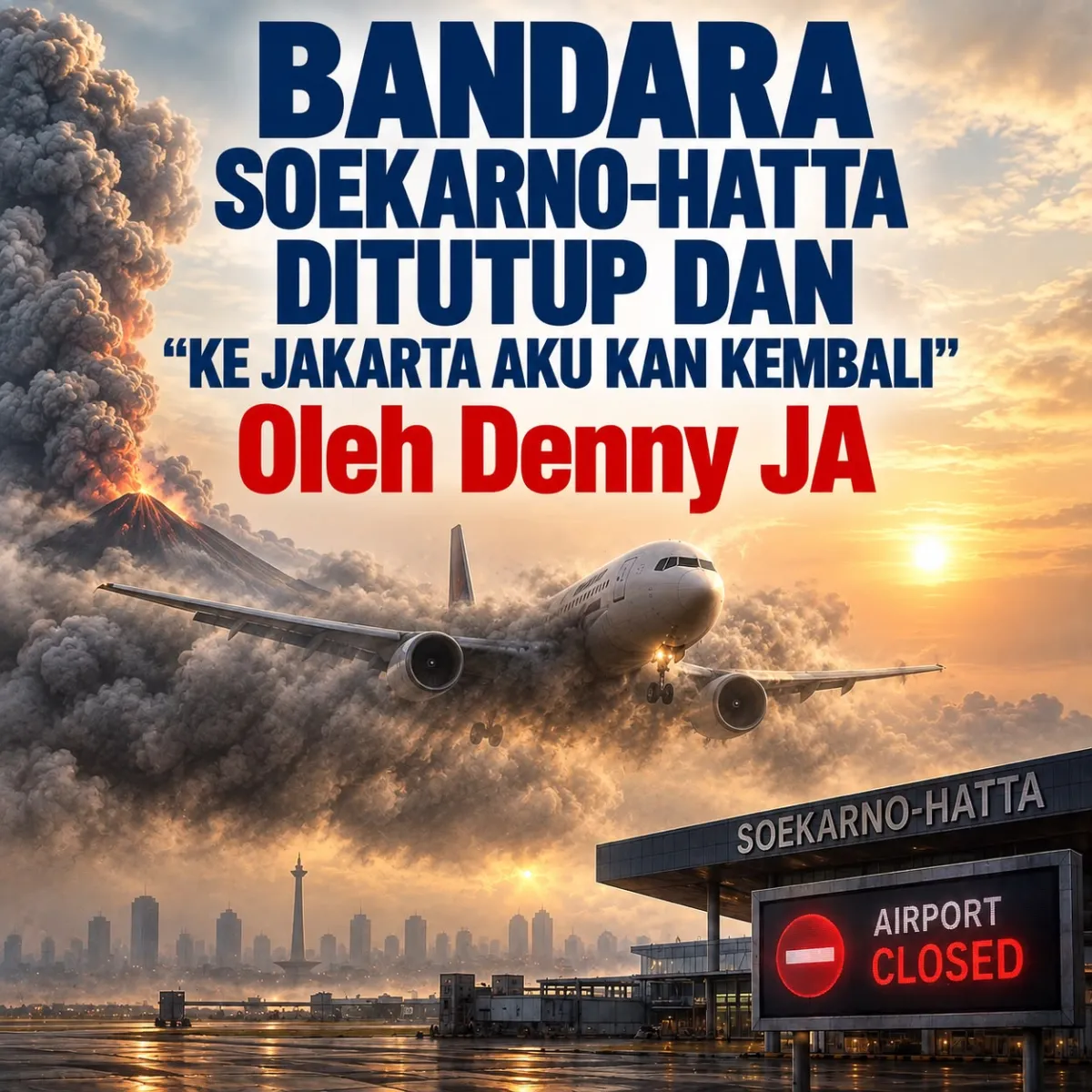 Ilustrasi penerbangan yang terganggu oleh abu vulkanik.