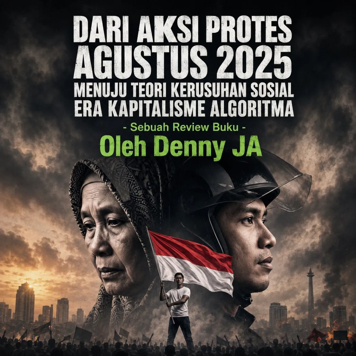 Ilustrasi buku Denny JA tentang kerusuhan sosial.