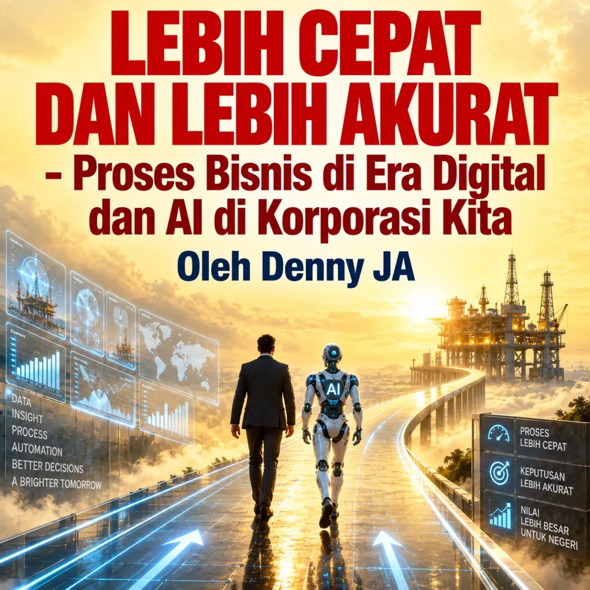 Ilustrasi proses bisnis di era digital dan AI di korporasi.