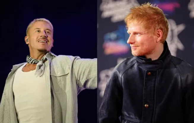 Ed Sheeran (kanan) dan Macklemore.