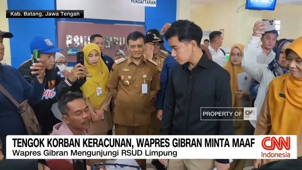 Wapres Gibran mengunjungi korban keracunan dan minta maaf.
