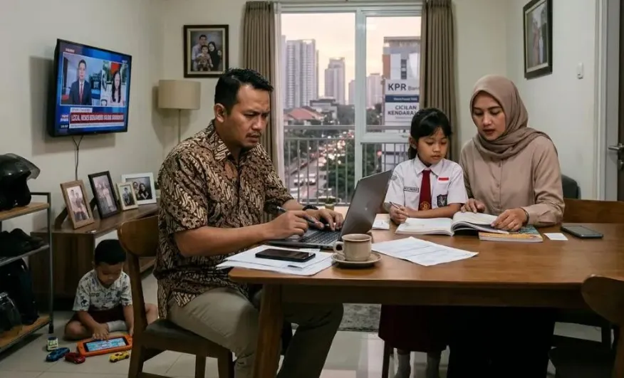 Ilustrasi keluarga kelas menengah Indonesia.