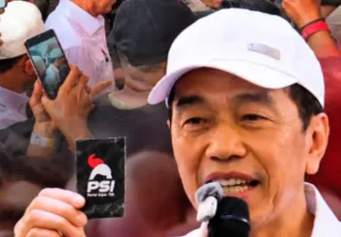 Jokowi menunjukkan kartu anggota PSI.
