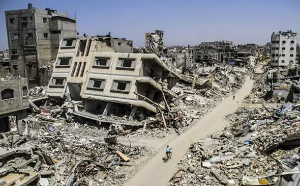 Gaza yang hancur akibat aksi genosida Israel.