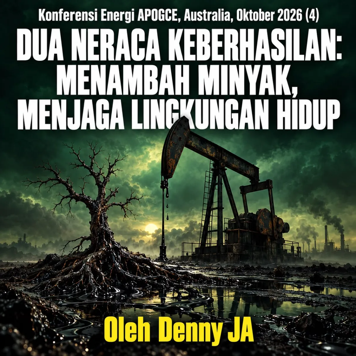 Ilustrasi ladang minyak dan lingkungan.