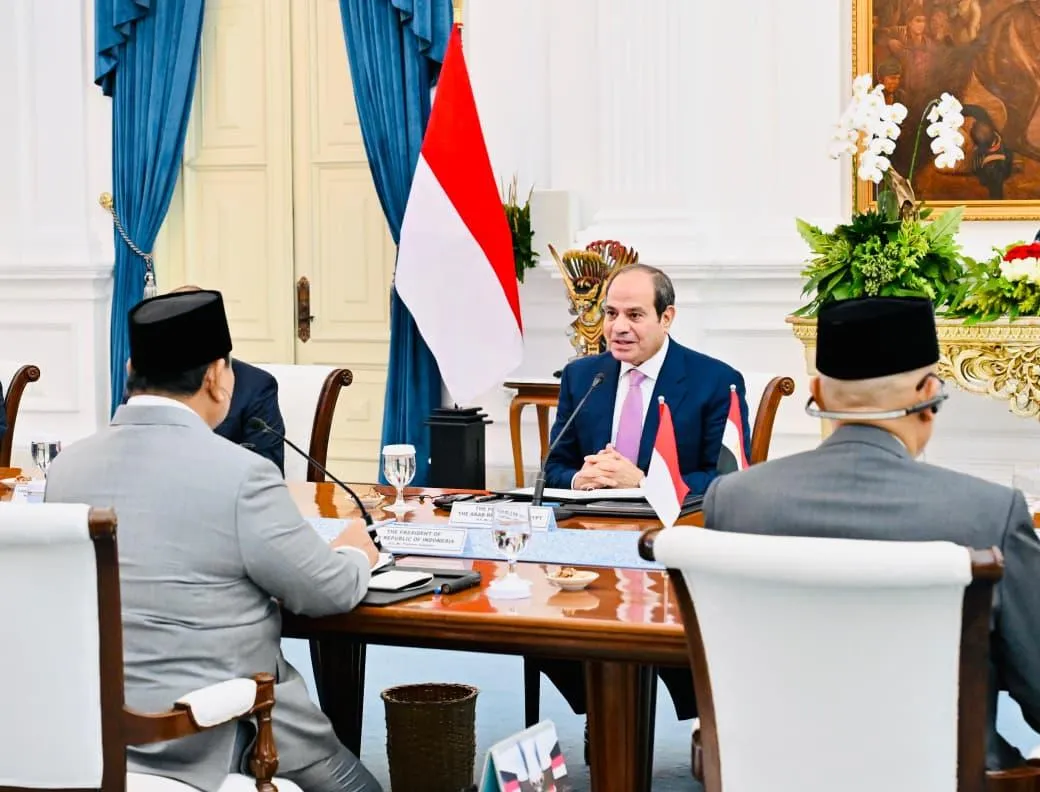 Pertemuan Presiden El-Sisi dan Prabowo di Istana Kepresidenan.