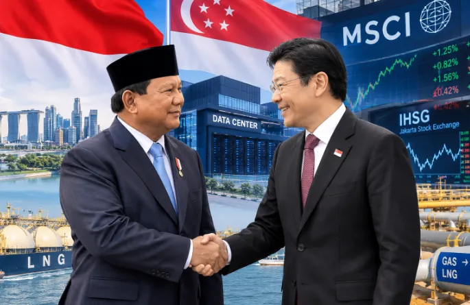 Presiden Prabowo dan PM Singapura Lawrence Wong.
