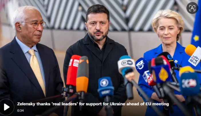 Presiden Ukraina Volodymyr Zelensky dan para pemimpin Uni Eropa.