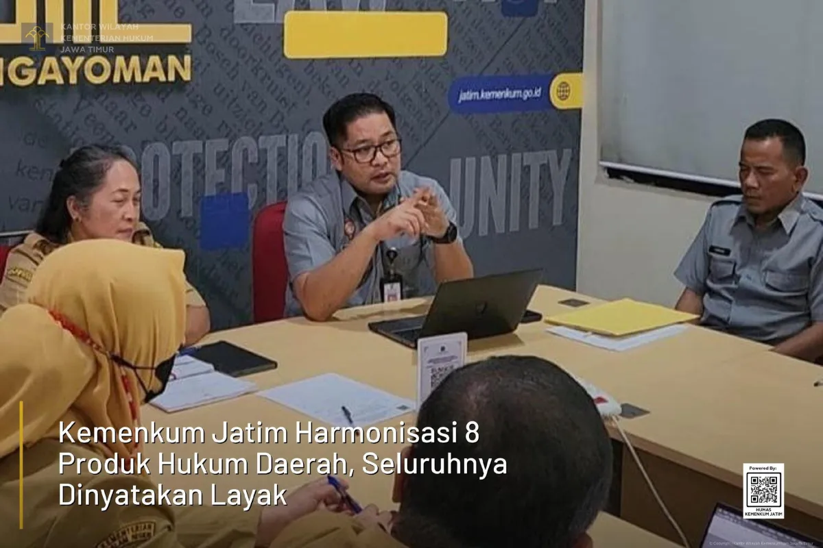 Kemenkumham Jatim Harmonisasi Delapan Produk Hukum Daerah, Semua Dinyatakan Layak